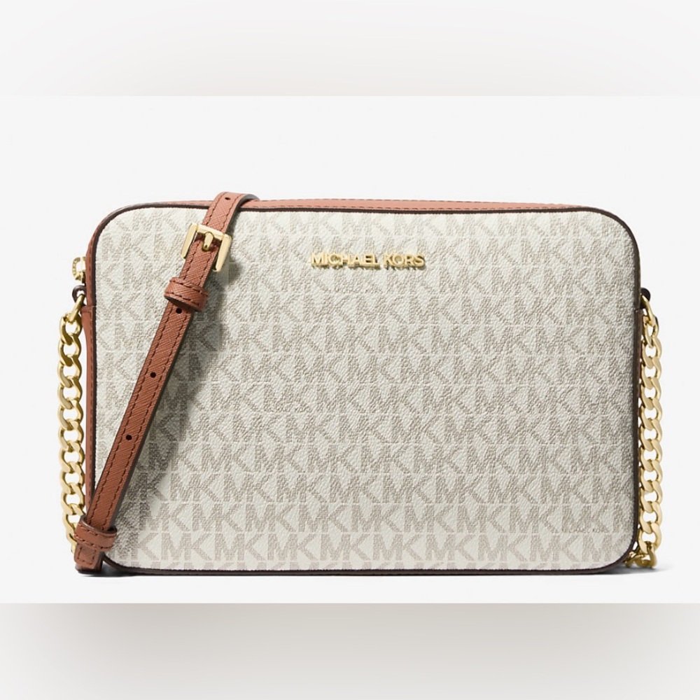 NWT MK + DUST BAG Jet Set Chain Crossbody Saffiano Leather VANILLA